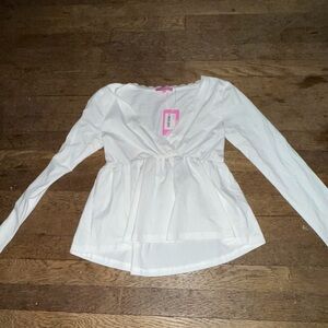 White Long Sleeve Babydoll Edikted Top